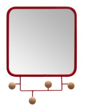 Miroir 4 crochets rouge